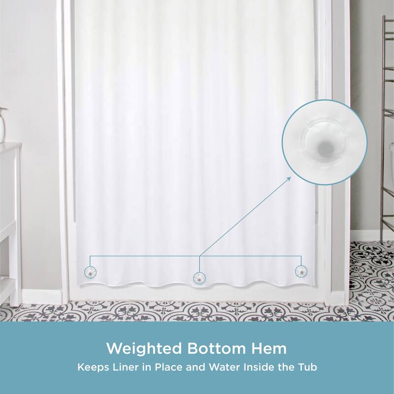 Kenney Medium Weight Extra Long PEVA Shower Curtain Liner, 70" W x 78